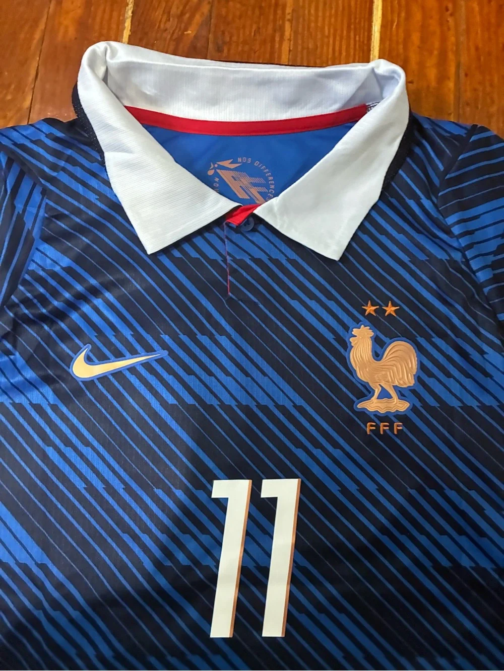 Nike Blue and Light Blue France #11 Soccer Jersey - Picture 2 of 5